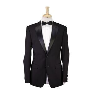 Calvin Klein Black Formal Tuxedo Blazer Jacket Wool Stretch 38R